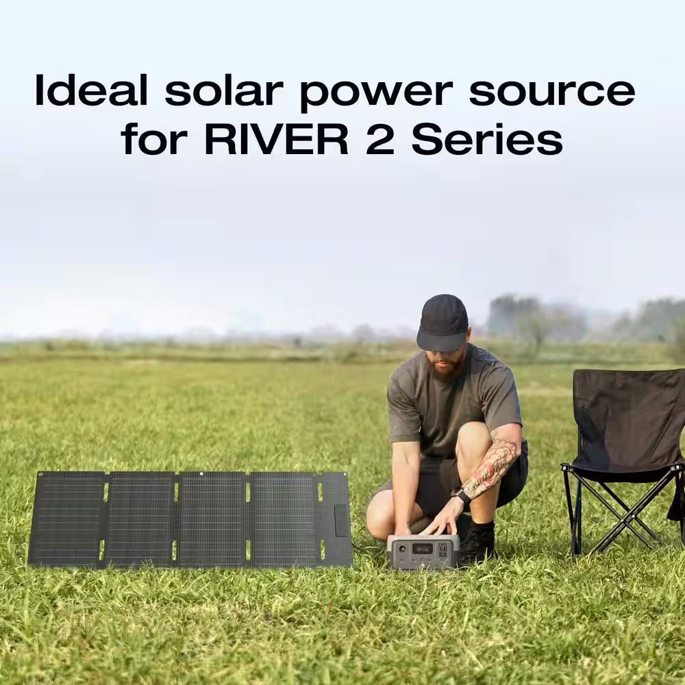 45-Watt Topcon Portable Solar Panel up to 25% Conversion Rate, IP68, Ideal Solar Power Source for RIVER 2 Series