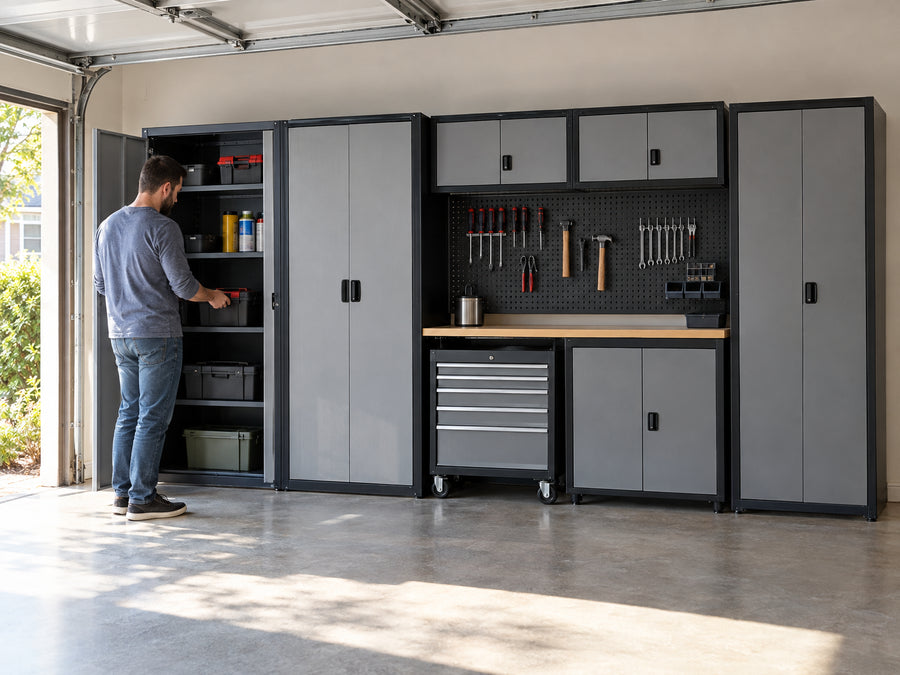 Garage equipment in a working lifestyle setting